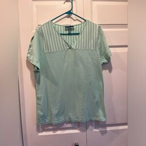 Blue striped v neck cold shoulder Karen Scott shirt - Size XL